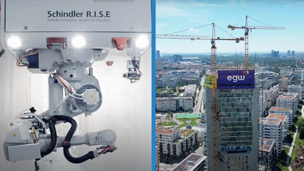 This Construction Robot is Installing Elevators